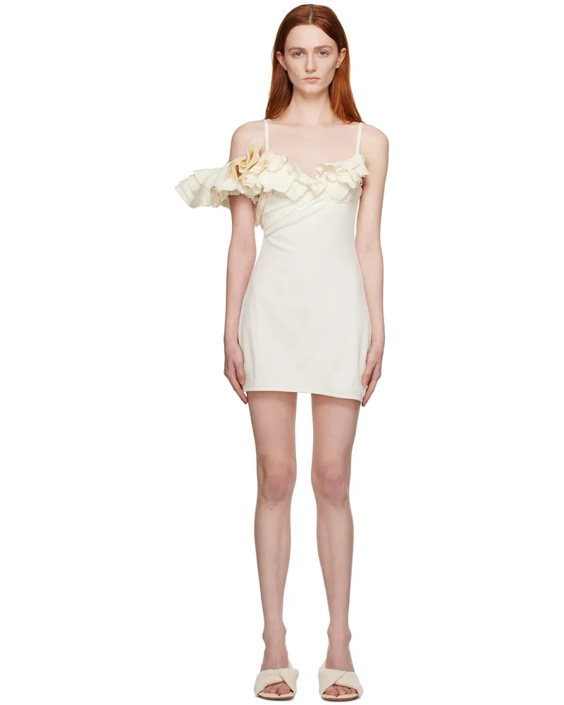 Jacquemus White Le Raphia 'La Robe Duna' Minidress 100