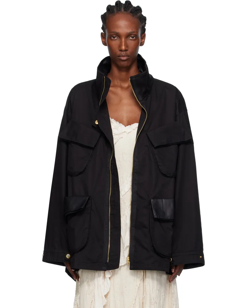 OPEN YY Black Cargo Pocket Field Jacket Black