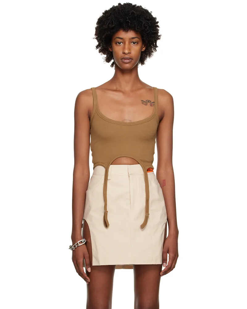 Heron Preston Brown Hooks Tank Top Tobacco