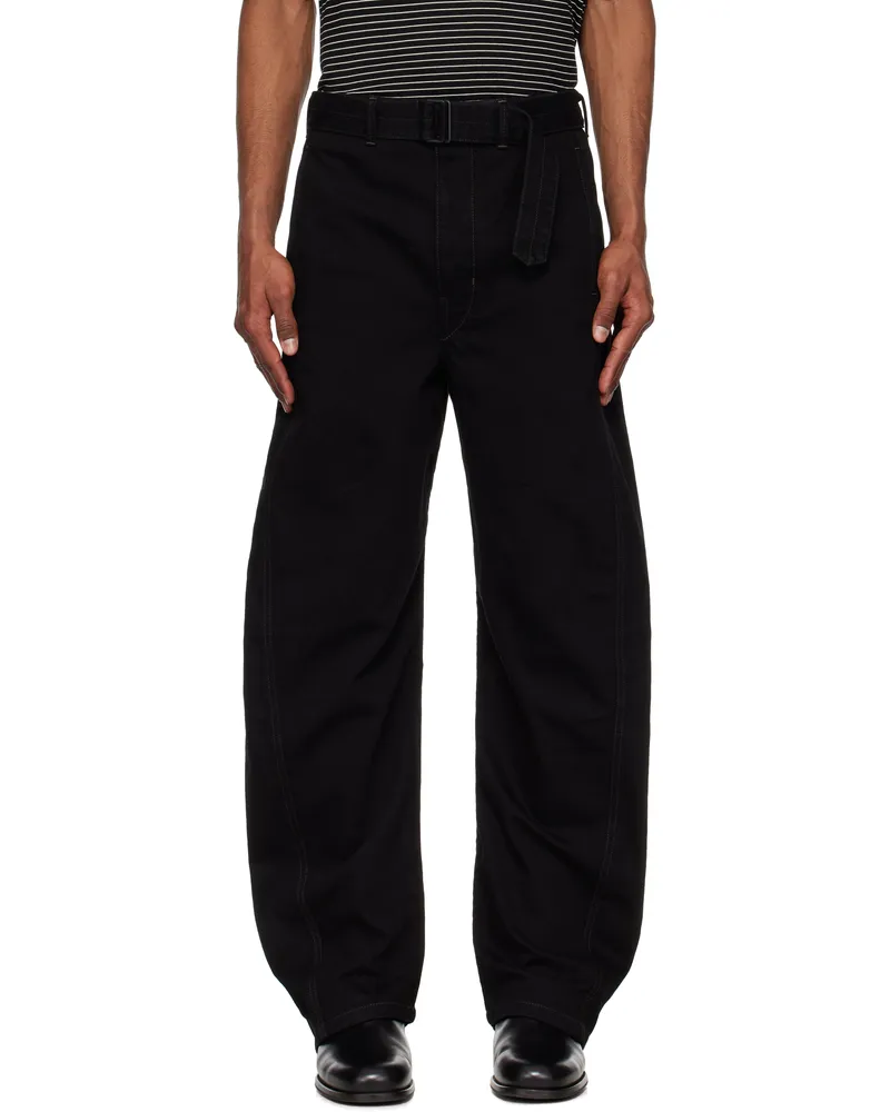 Christophe Lemaire Black Twisted Belted Jeans Bk999