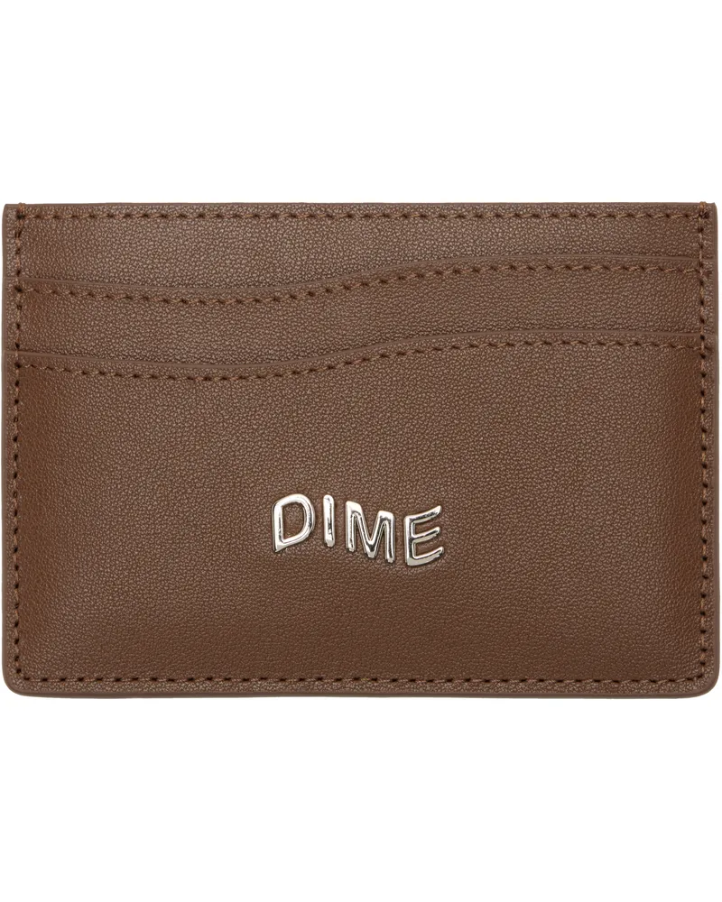 Dime Brown Leather Card Holder Brown