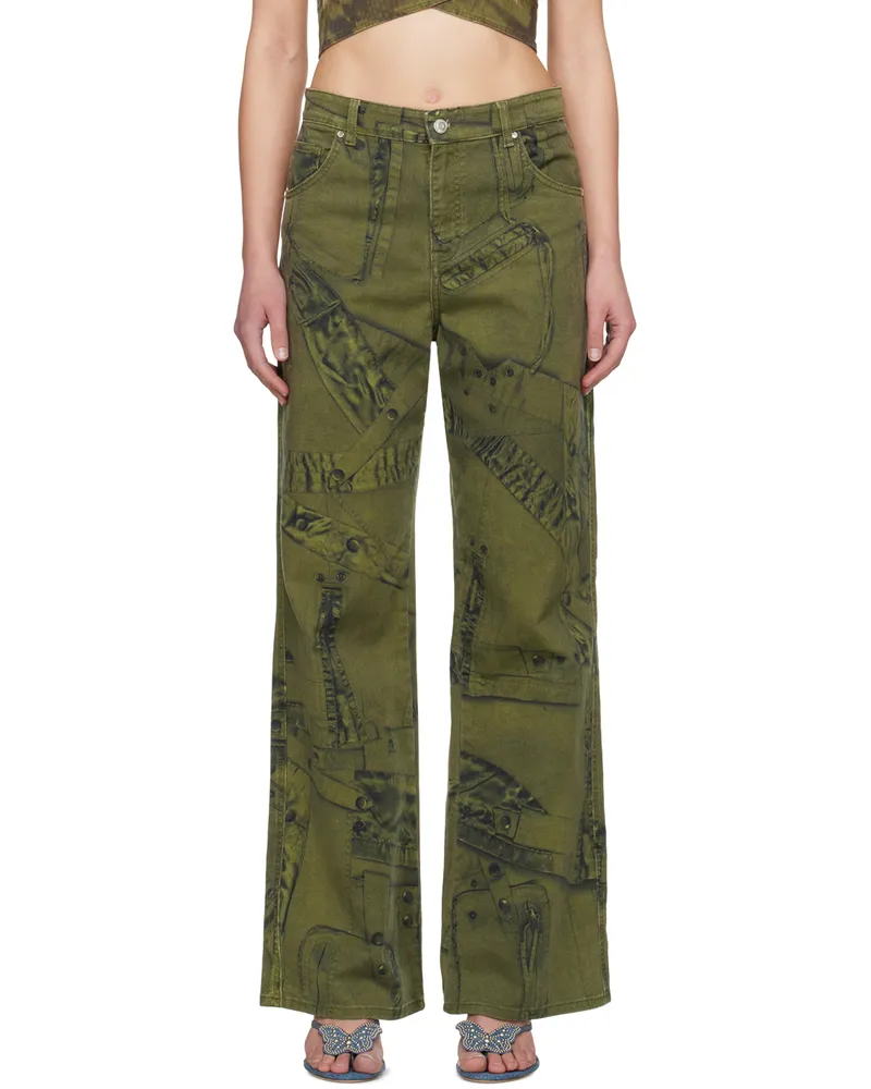 Blumarine Khaki Printed Jeans T5699