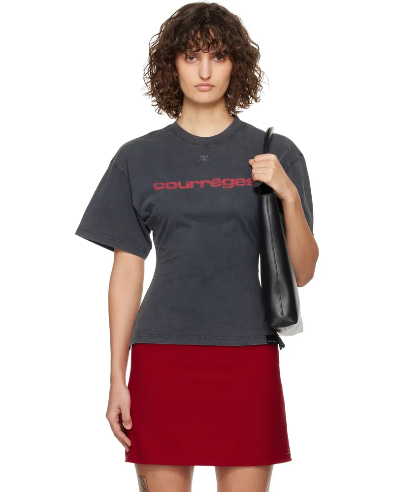 Courrèges Gray Fitted Printed T-shirt B168