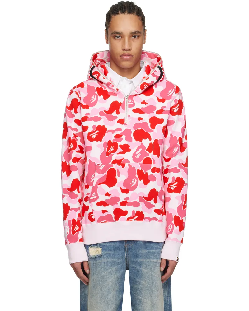 BAPE Pink ABC Camo Shark Half Zip Hoodie