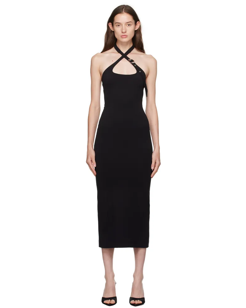 ATTICO Black Halter Neck Midi Dress 100