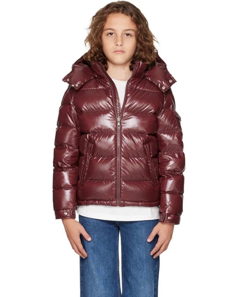 Moncler Big Kids Burgundy Maya Hooded Down Jacket 464