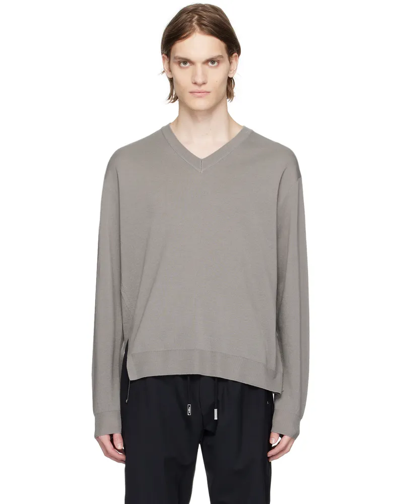 Wooyoungmi Gray V-Neck Sweater Grey