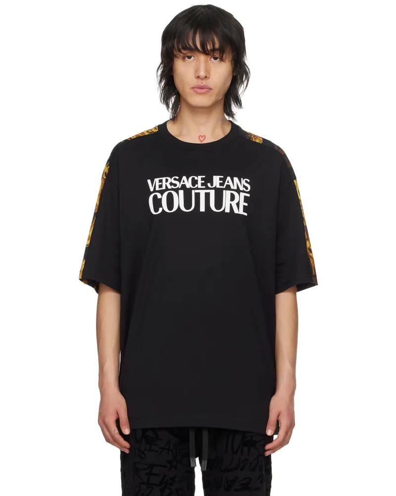 Versace Jeans Black Watercolour Couture T-Shirt Eg89