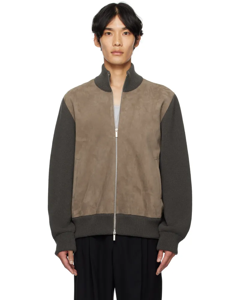 Ferragamo Brown Leather Insert Jacket Concrete