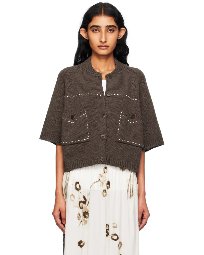 CORDERA Brown Cotton Stitched Cardigan Brown