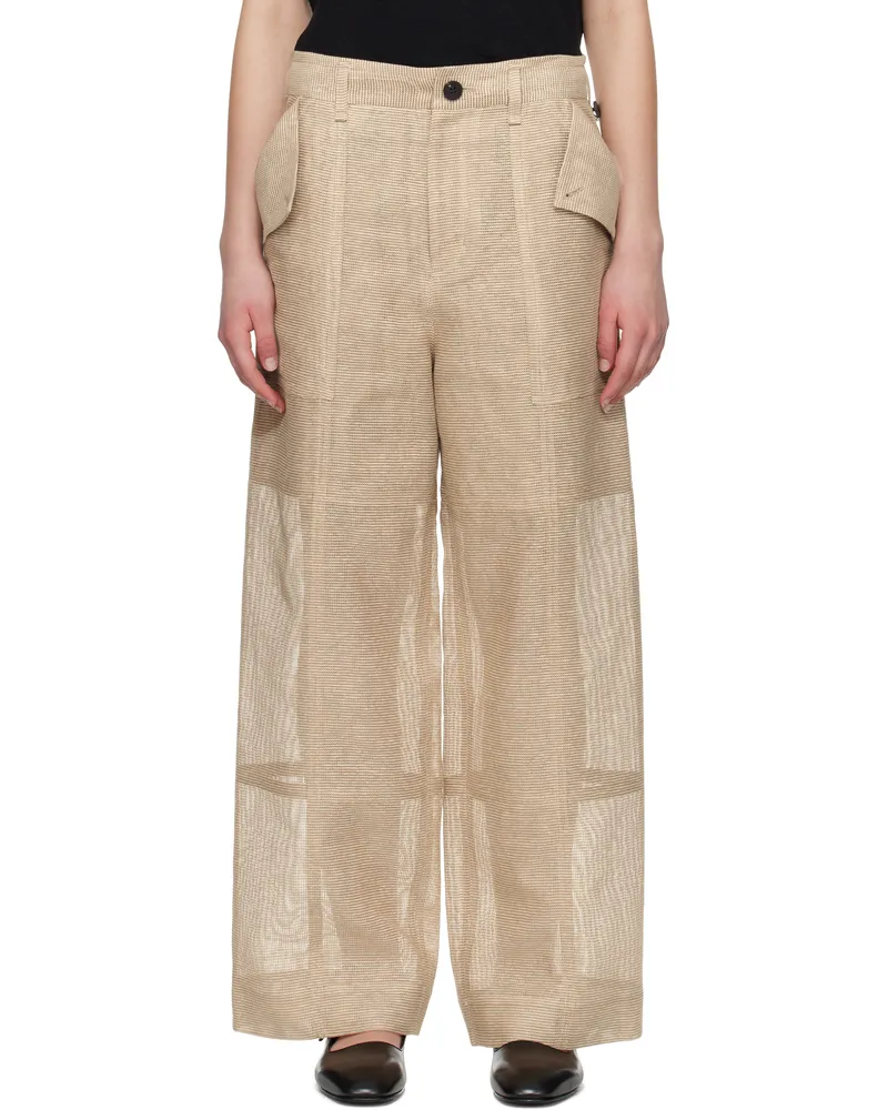 Issey Miyake Beige Papyrus Trousers 49