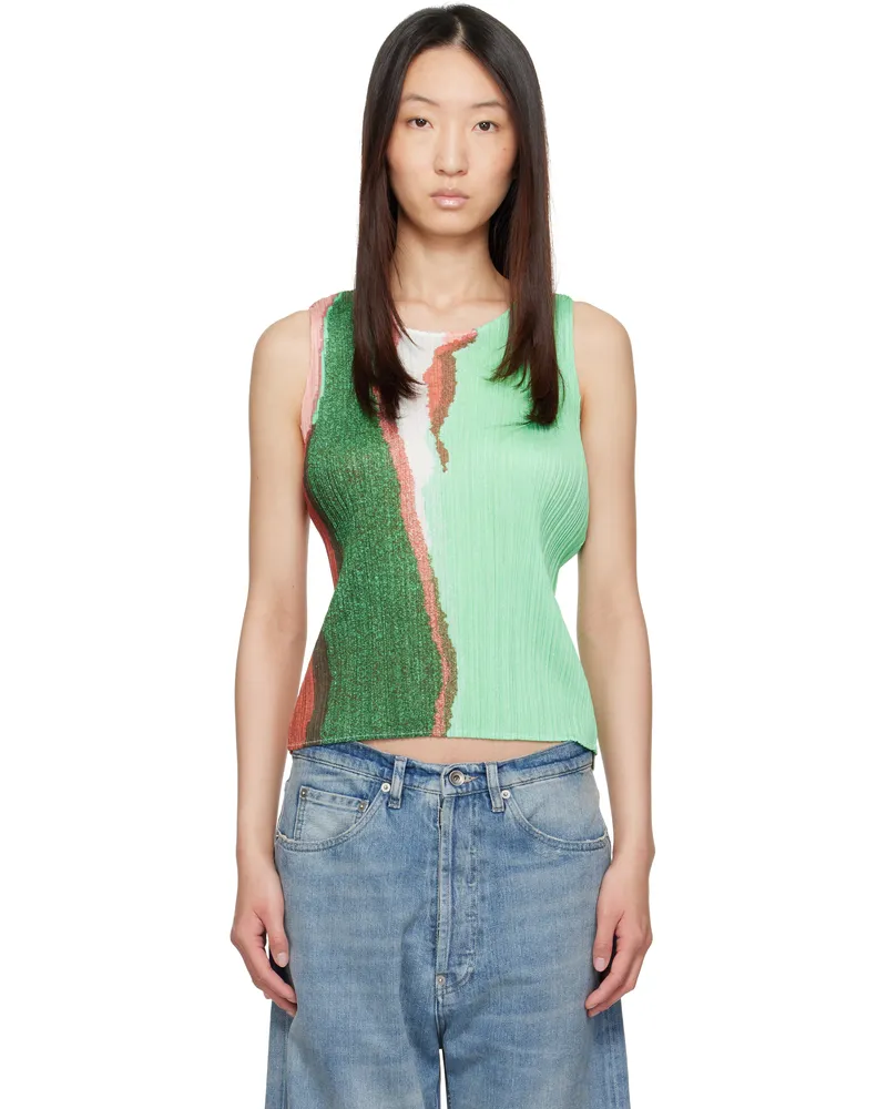 Issey Miyake Green May Grainy Colors Tank Top 59