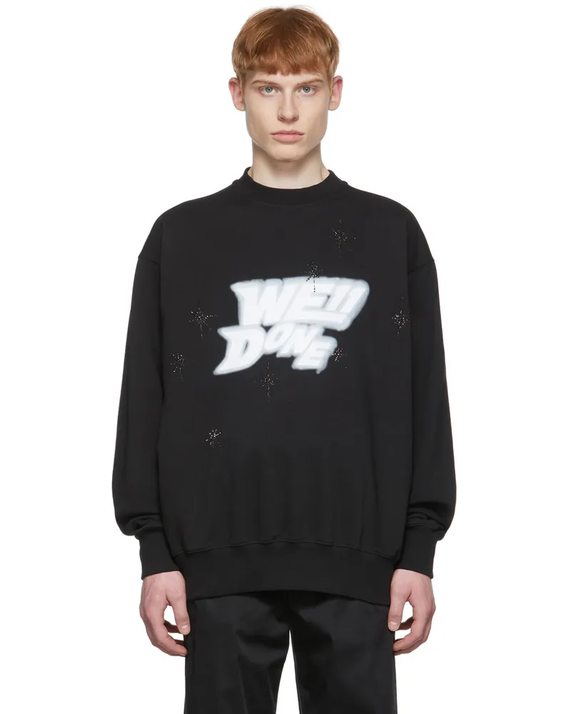 WE 11 DONE Black Cotton Sweatshirt Black