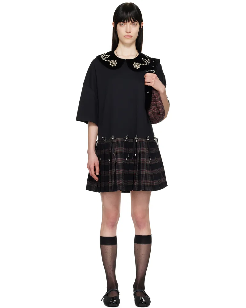 CHOPOVA LOWENA Black Saltos Kilt Minidress Black