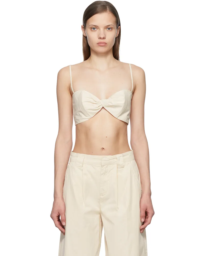 Frame Denim Off-White Cotton Tank Top Flax