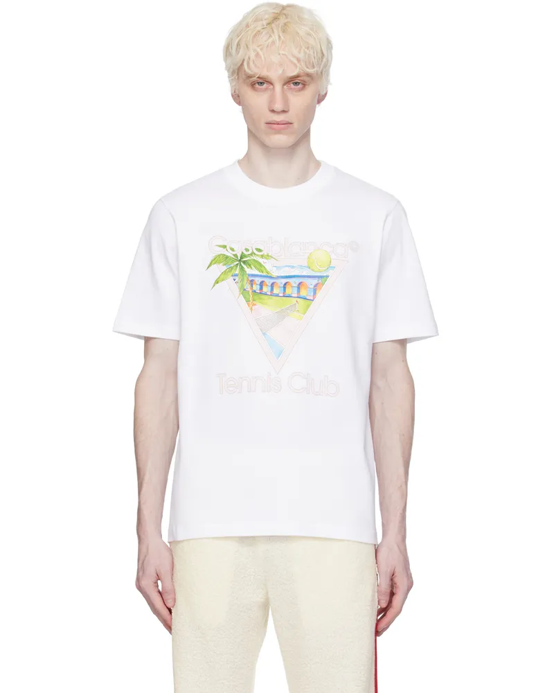 Casablanca Paris White 'Tennis Club' Icon T-Shirt Tennis