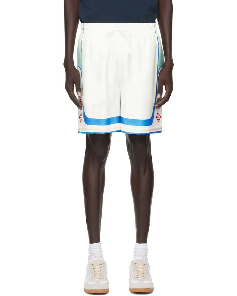 Casablanca Paris White Fuji Dream Silk Shorts Fuji