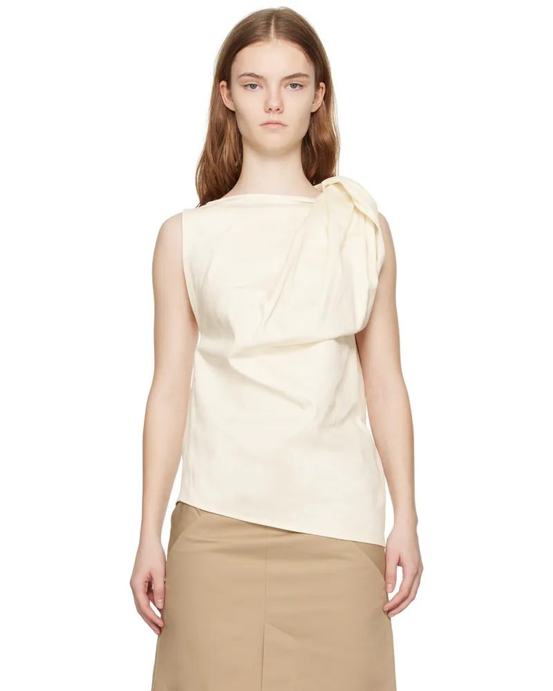 Totême Off White Shoulder-Twist Blouse 116