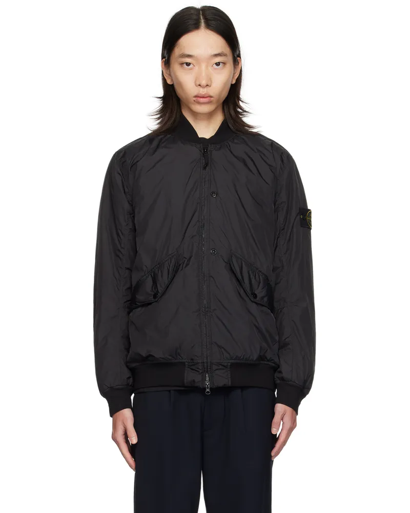 Stone Island Black Wind-Resistant Bomber Jacket V0029