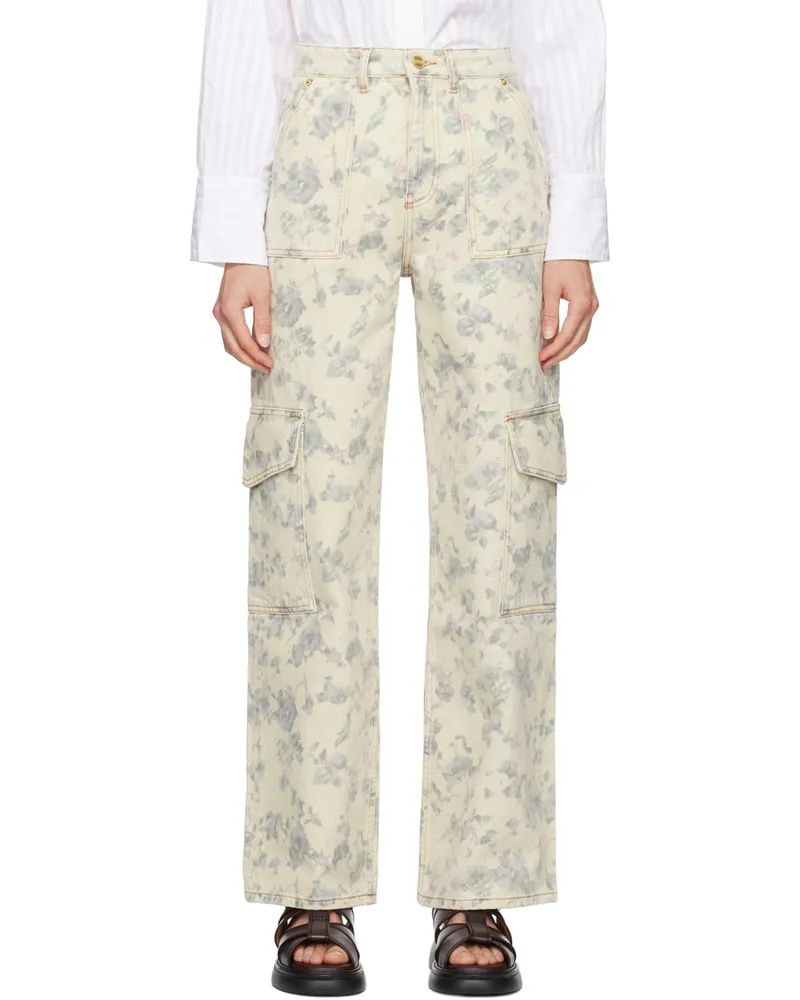Ganni Off-White Floral Printed Angi Jeans 795