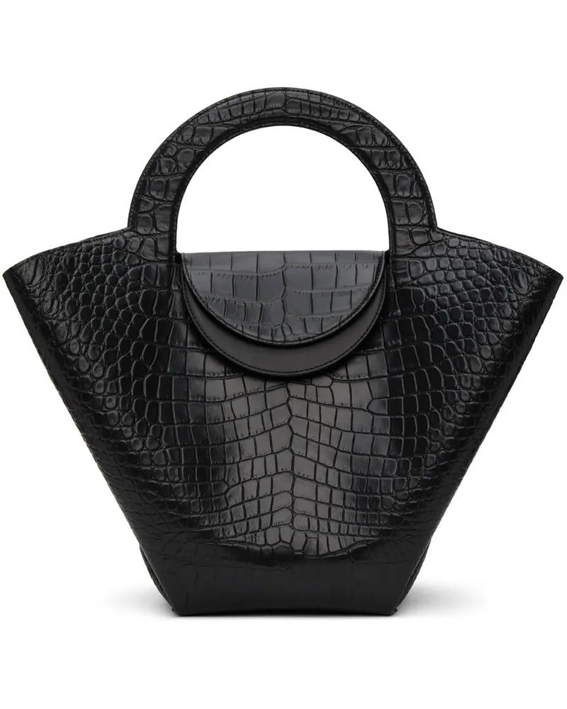 Bottega Veneta Black Croc Top Handle Tote 8425