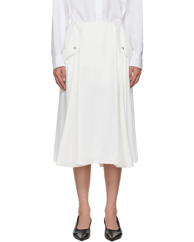 Bottega Veneta Off-White Viscose Pleated Midi Skirt 9071