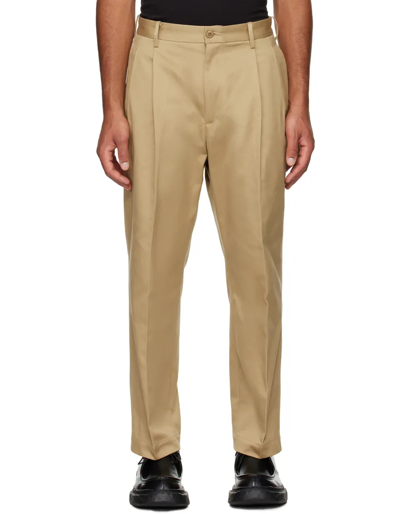 Wacko Maria Beige Double Pleated Chino Trousers