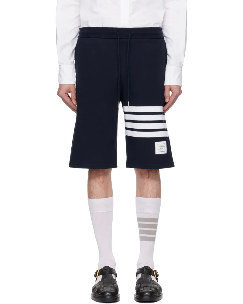 Thom Browne Navy Classic Loopback 4-Bar Shorts 461