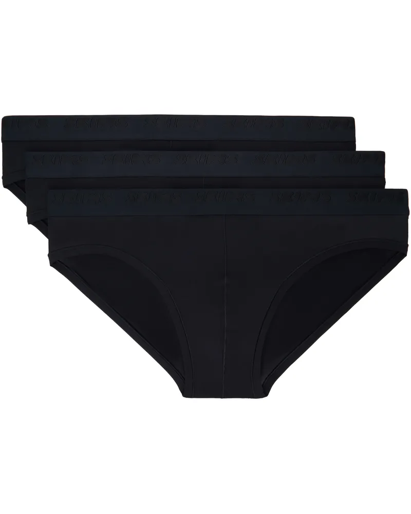 SKIMS Three-Pack Black SKIMS Stretch Briefs Obsidian