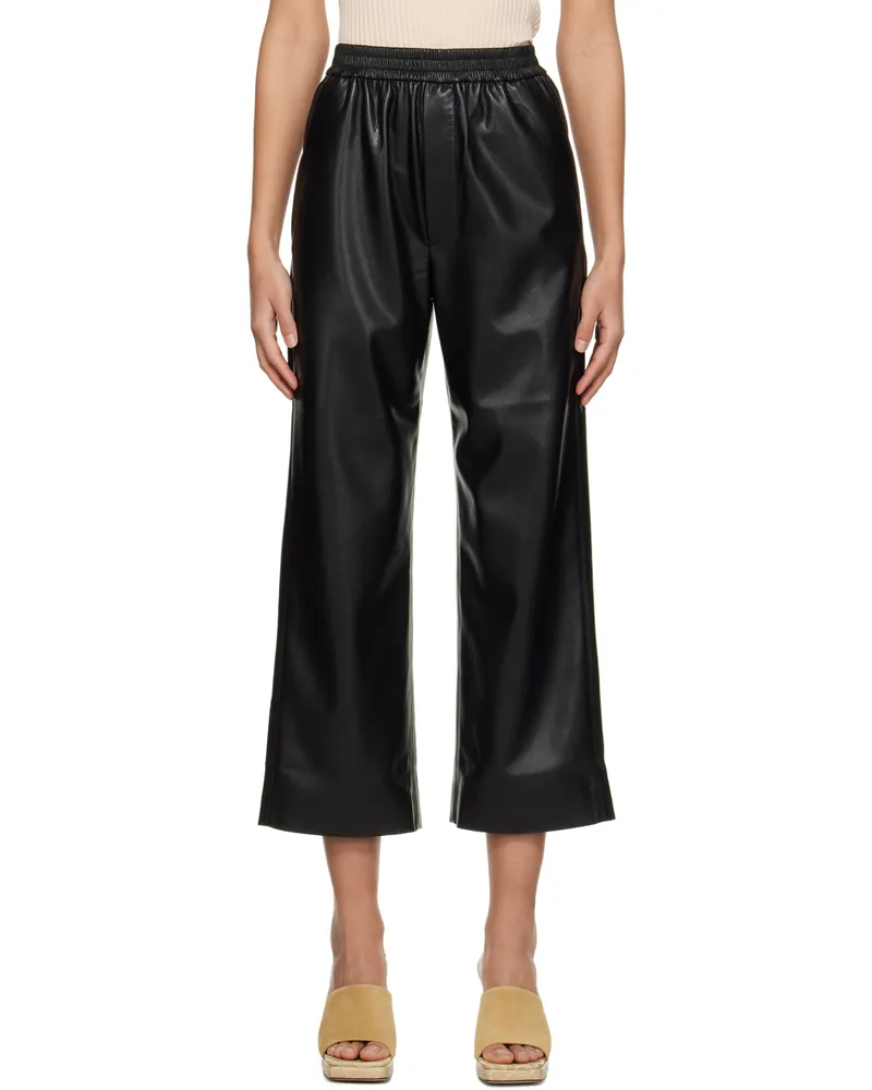 Nanushka Black Odessa Vegan Leather Trousers Black