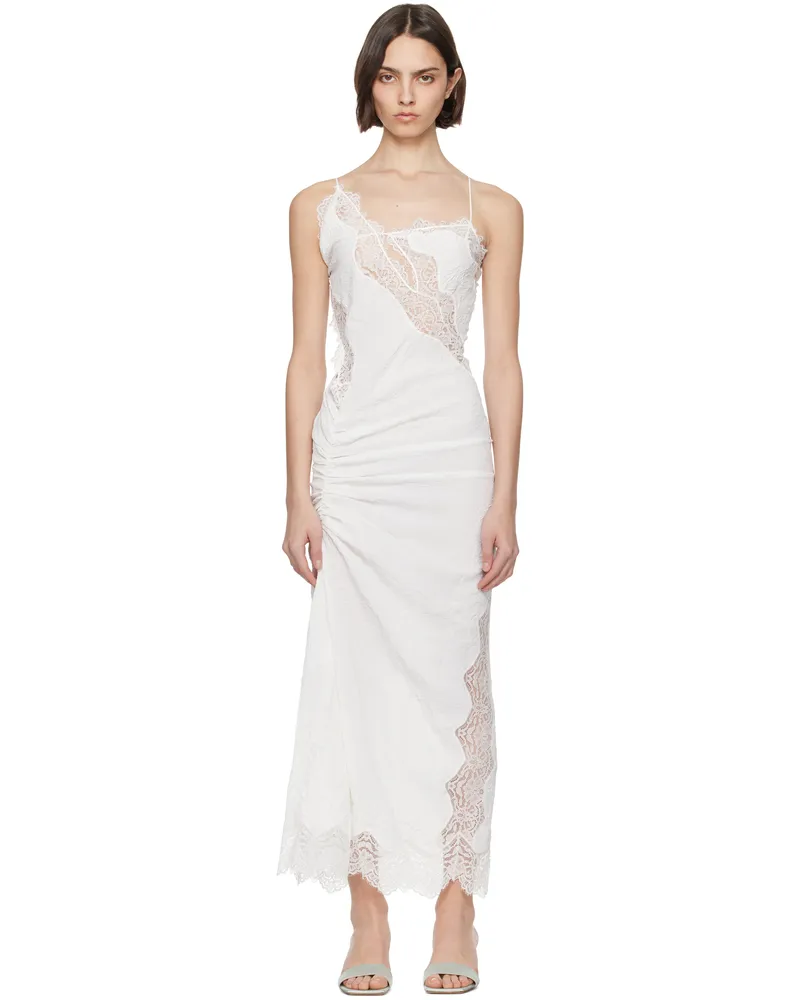 Christopher Esber White Crimped Lace Cami Midi Dress White