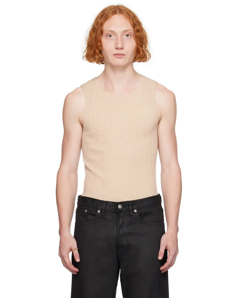 Dries van Noten Beige Cashmere Tank Top 4
