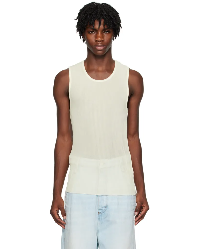 AMI Paris Off-White Long Tank Top Ivory