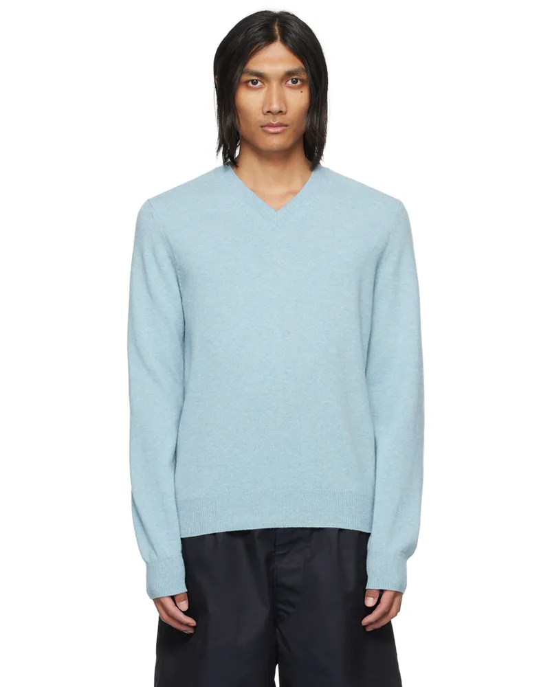 Comme des Garçons Blue V-Neck Sweater 2