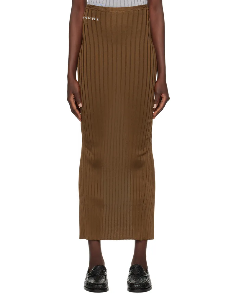 Marni Brown Ribbed Maxi Skirt 00m28