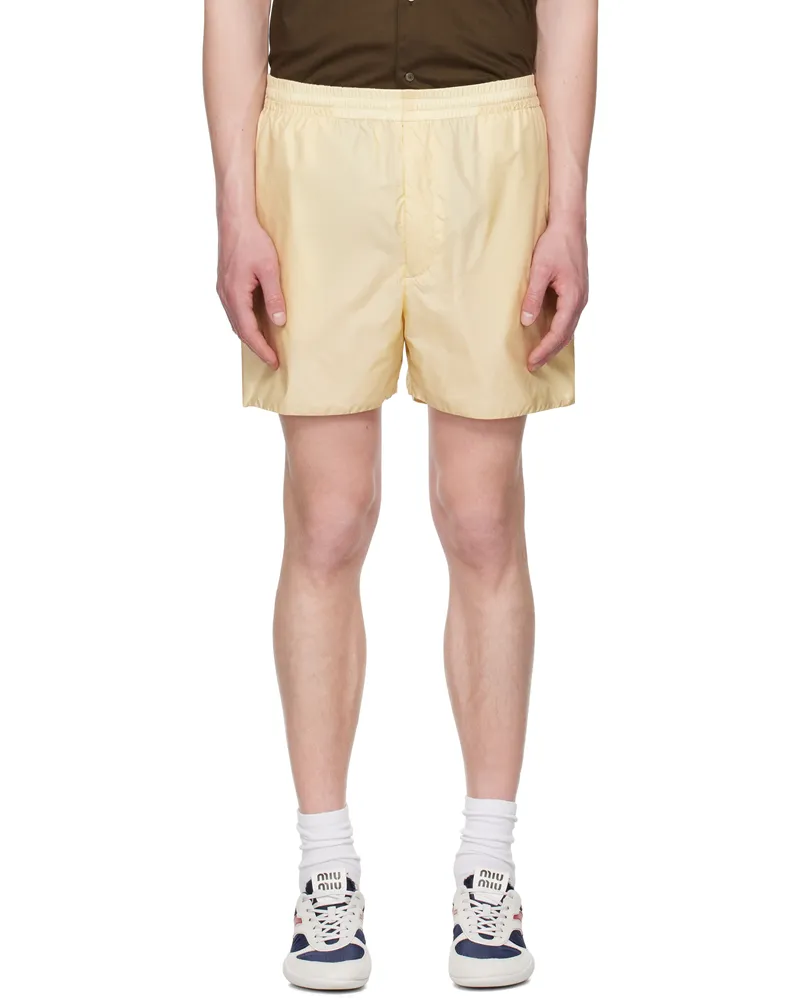 AURALEE Yellow Light Sheer Nylon Shorts Light