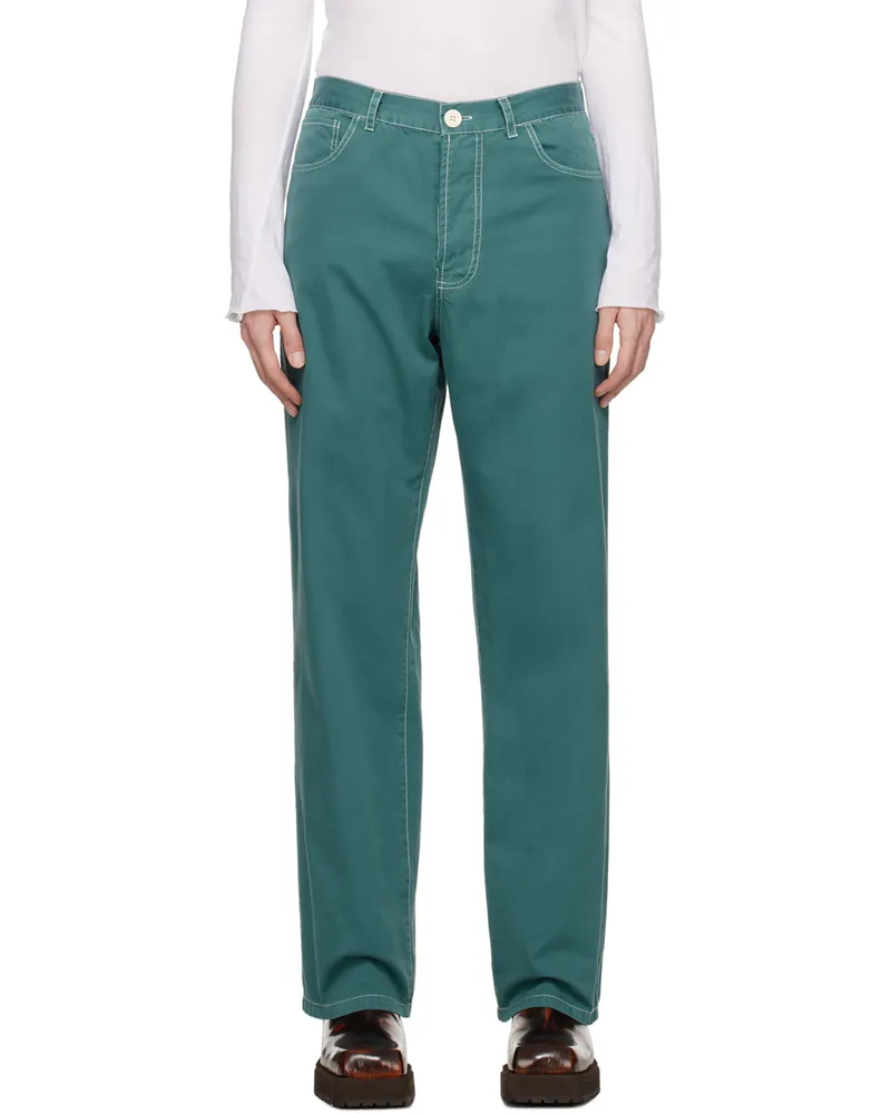 Edward Cuming Blue Piece-Dyed Jeans Muddy