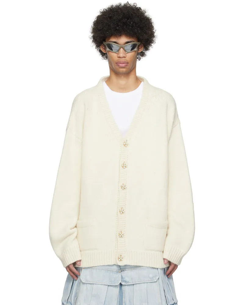 VETEMENTS Off-White Fancy Button Cardigan Beige