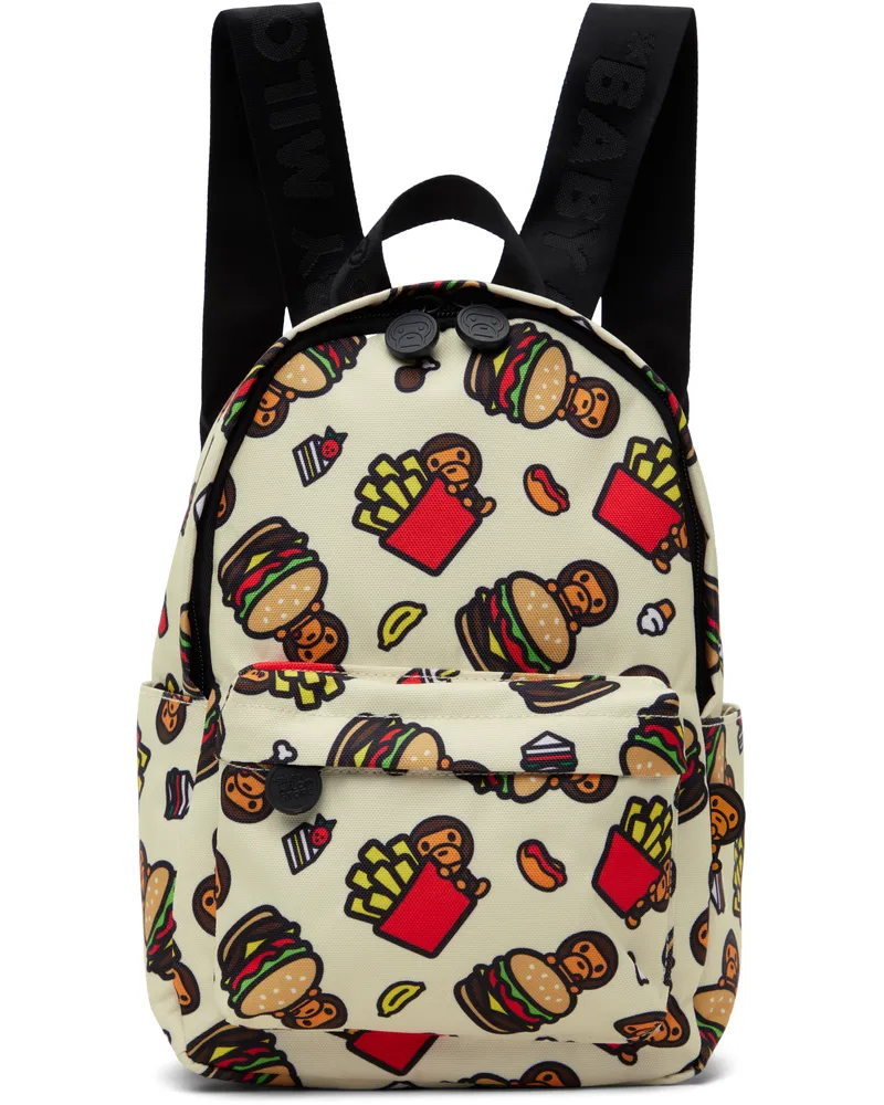 BAPE Kids Off-White Fast Food All Print Pattern Mini Backpack Ivp