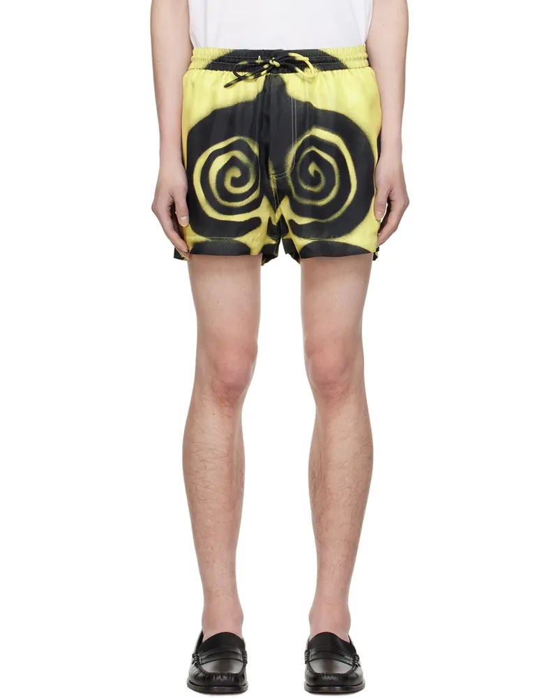 Nanushka Black & Yellow Amil Shorts Spiral