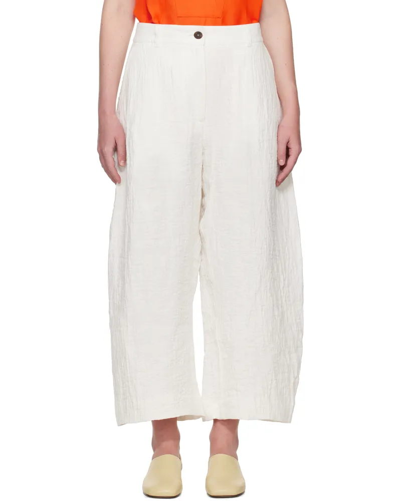 Studio Nicholson Off-White Chalco Linen Trousers Parchment