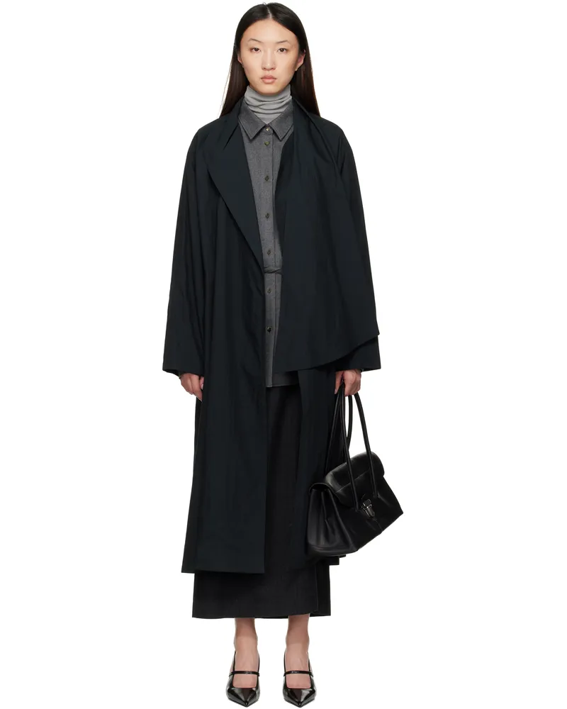LE 17 SEPTEMBRE Navy Scarf Trench Coat Navy