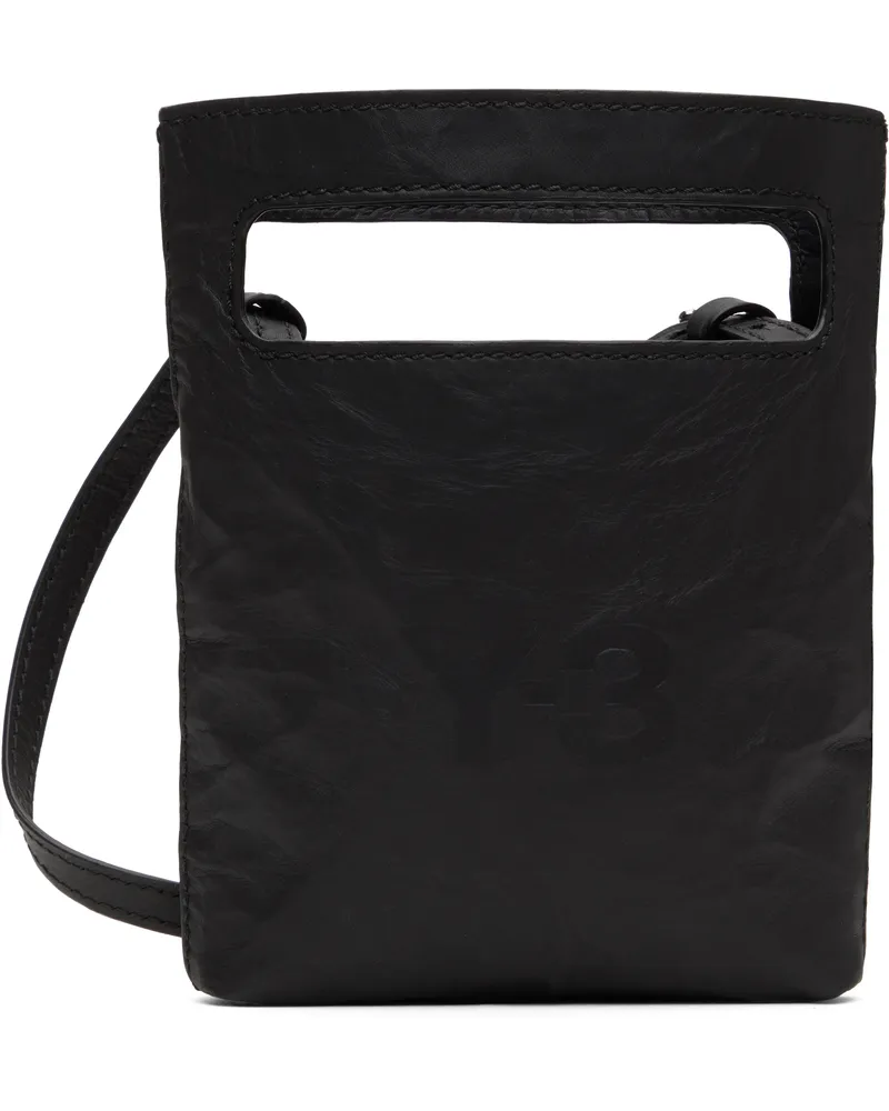 Y-3 Black Leather Crossbody Bag Black