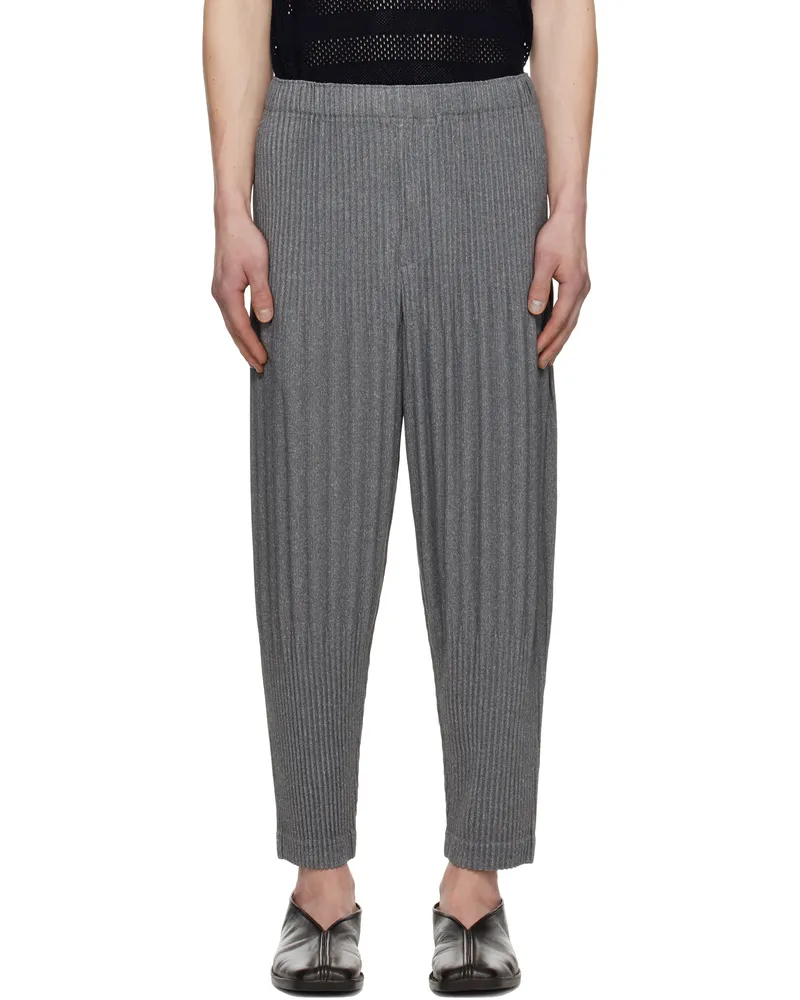 Issey Miyake Gray Heather Pleats Trousers 12-gray