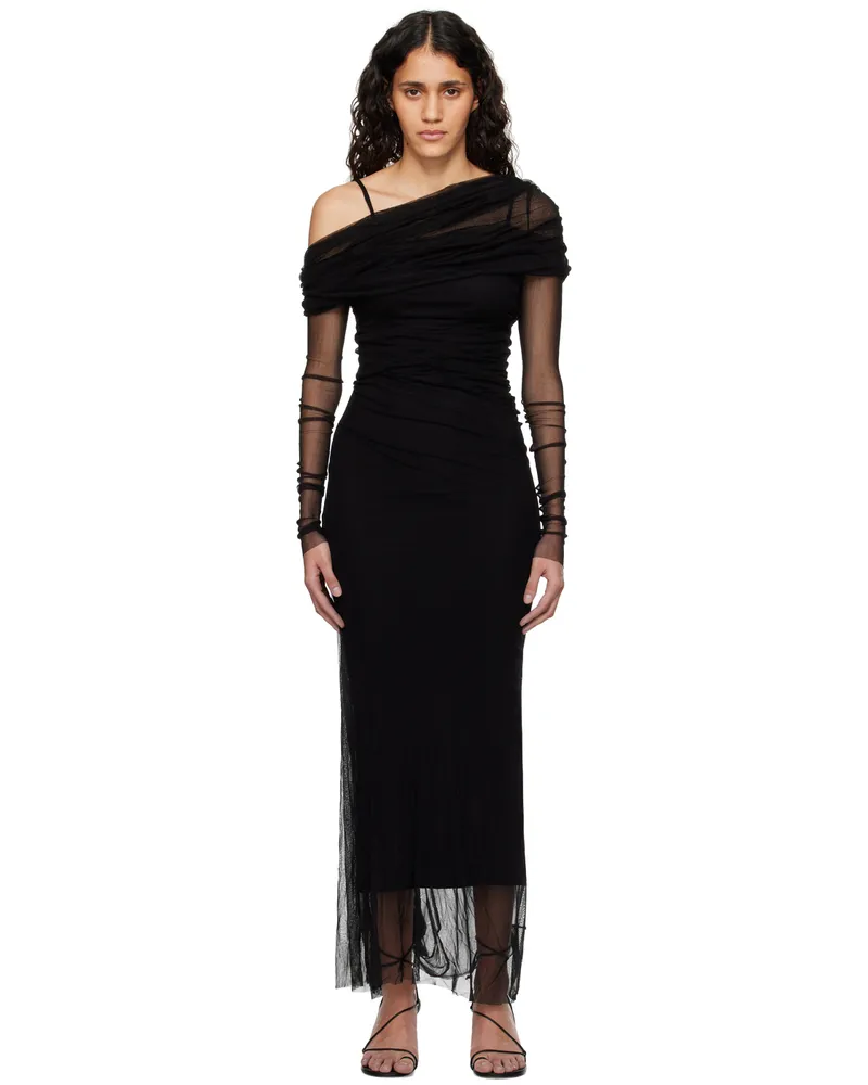 Christopher Esber Black Veiled Maxi Dress Black