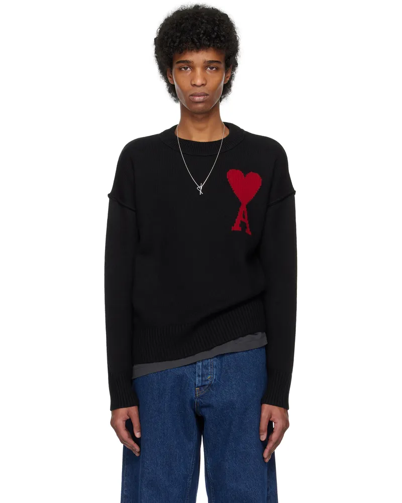 AMI Paris Black Wool Ami de Coeur Sweater 009