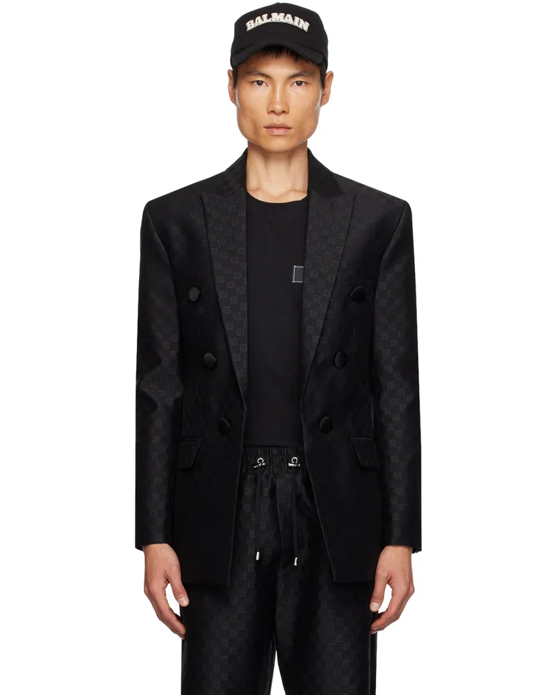 Balmain Black Mini Monogram Blazer Eap