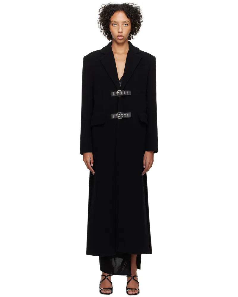 Moschino Black Pin-Buckle Coat A0555