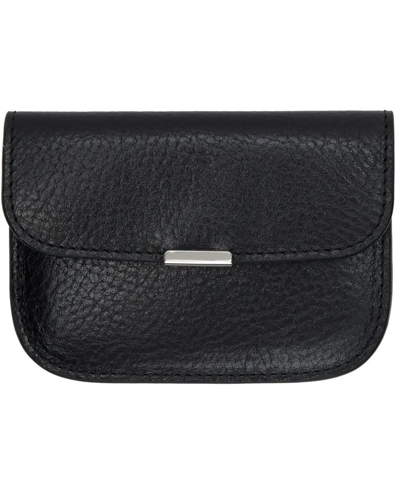Christophe Lemaire Black Soft Tab Card Holder Bk999