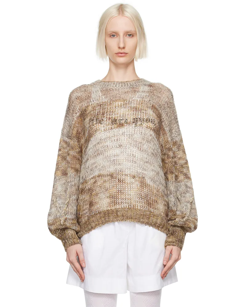 OPEN YY Tan Shimmer Sweater Beige
